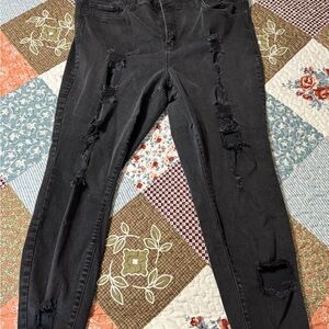 Torrid Black Distressed Skinny Jeans